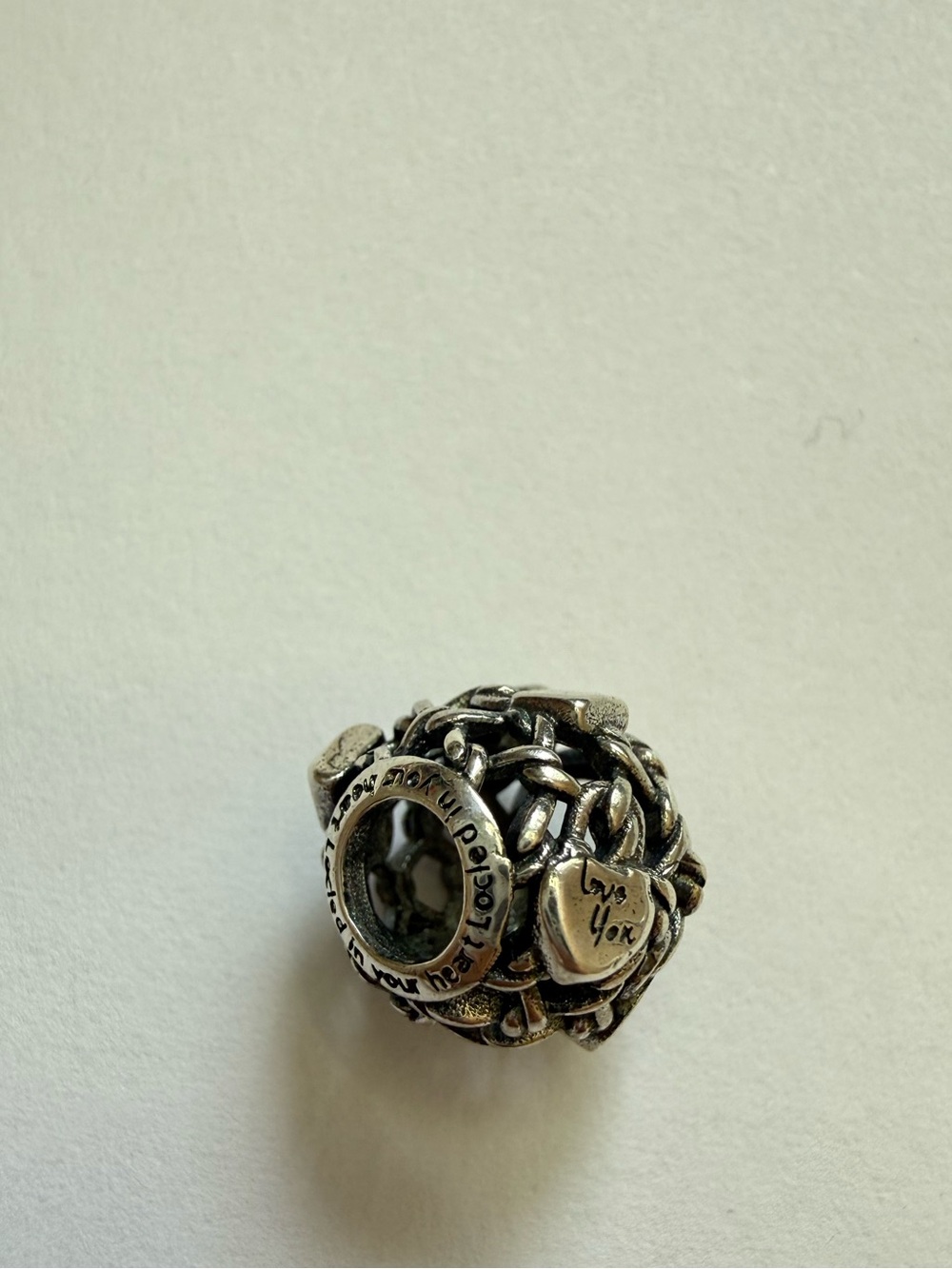 S 925 True Love Openwork Chain Link Padlock Charm